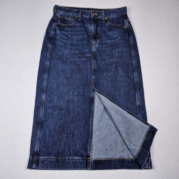 J.Crew High Rise Denim Front Slit Midi Skirt Womens 4 Pencil Western CB967 Jean - Picture 2 of 16